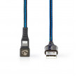 Synchronizační a Nabíjecí Kabel |USB-A Zástrčka na Apple Lightning 8kolíková Zástrčka | Herní Konektor 180 ° | 2 m | Kulatý | Opletený | Černo-modrý