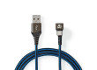 USB 2.0 Kabel | A Zástrčka na Zástrčku Type-C™ | Herní Konektor 180 ° | 2 m | Kulatý | Opletený | Černo-modrý