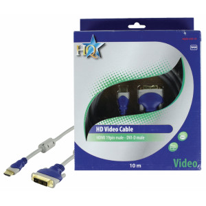 HQ - Standard audio/video-kabel HDMI hane 19p - DVI-D hane 10.0 m