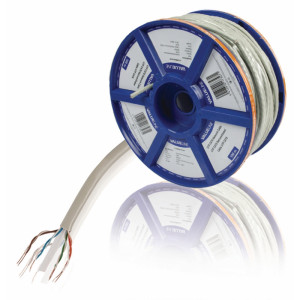 Síťový kabel s drátovými vodiči CAT6 UTP na cívce, 100,0 m, šedý