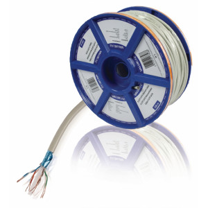 Síťový kabel s lankovými vodiči CAT6 F/UTP na cívce, 100,0 m, šedý