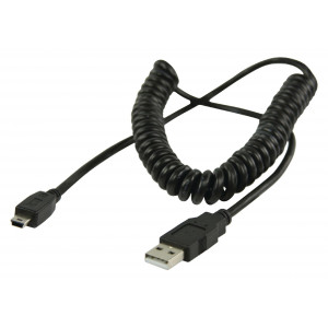 Spirálový kabel zástrčka USB 2.0 A – 5pinová zástrčka USB mini, 2,00 m