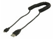 Spirálový kabel zástrčka USB 2.0 A – zástrčka USB micro B, 2,00 m