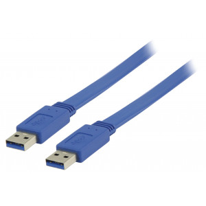 Plochý kabel zástrčka USB 3.0 A – zástrčka USB A, 2,00 m