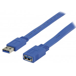 Plochý prodlužovací kabel zástrčka USB 3.0 A – zásuvka USB A, 1,00 m