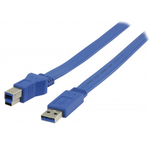 Plochý kabel zástrčka USB 3.0 A – zástrčka USB B, 1,00 m