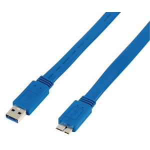 Plochý kabel zástrčka USB 3.0 A – zástrčka USB micro B, 2,00 m