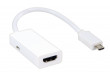 MHL redukční kabel, 11-pin zástrčka USB micro B - výstup HDMI + zásuvka USB micro B, 0,20 m, bílý