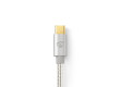Nedis USB 2.0 Kabel pro Synchronizaci a Nabíjení, s Podporou AV | USB-C™ Zástrčka na USB-C™ Zástrčku | 5A - 100W | Pozlacený | 2,0 m | Kulatý | Opletený | Stříbrný | Ochranný Kryt