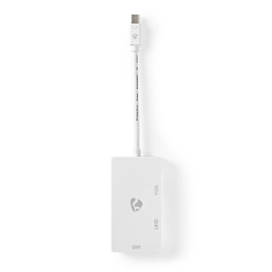 Mini DisplayPort Víceportový Kabel s Adaptérem | Mini DisplayPort Zástrčka - VGA Zásuvka + DVI-D 24+1kolíková Zásuvka + HDMI™ 2.0 Výstup | 0,2 m | Bílý