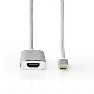 USB Adaptér | USB 3.2 Gen 1 | USB Typ-C ™ Zástrčka | Konektor HDMI ™ | 2.00 m | Kulatý | Pozlacené | Nylon / Opletený | Stříbrná | Box s Okénkem