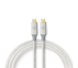 USB kabel | USB 3.2 Gen 2x2 | USB Typ-C ™ Zástrčka | USB Typ-C ™ Zástrčka | 20 Mbps | 100 W | Pozlacené | 1.00 m | Kulatý | Nylon / Opletený | Stříbrná | Box s Okénkem