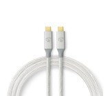 USB kabel | USB 3.2 Gen 2x2 | USB Typ-C ™ Zástrčka | USB Typ-C ™ Zástrčka | 20 Gbps | 100 W | Pozlacené | 2.00 m | Kulatý | Nylon / Opletený | Stříbrná | Box s Okénkem
