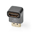 HDMI ™ Adapter | HDMI Zástrčka / Konektor HDMI ™ | HDMI Zásuvka / Výstup HDMI™ | Pozlacené | Úhlový 90° | Hliník | Šedá | 1 pc | Box s Okénkem