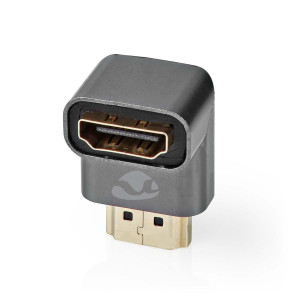 HDMI ™ Adapter | HDMI Zástrčka / Konektor HDMI ™ | HDMI Zásuvka / Výstup HDMI™ | Pozlacené | Úhlový 90° | Hliník | Šedá | 1 pc | Box s Okénkem