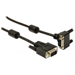 Kabel VGA, zástrčka VGA – zástrčka VGA úhlová 90°, 10,0 m, černý