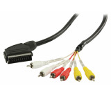 Kabel SCART – RCA, zástrčka SCART – 6× zástrčka RCA, 2,00 m, černý