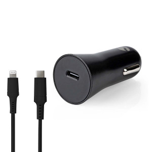 Nabíječka do auta | 1,67 A / 2,22 A / 3,0 A | Počet výstupů: 1 | Typ portu: USB-C™ | Lightning 8-Pin (Volný) | 1.0 m | 20 W | Automatická Volba Napětí | PD3.0 20W