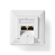 Síťový nástěnný box | Ve zdi | 2 x RJ45 Female | CAT6a | Přímý | Pozlacené | PVC | Bílá | Box