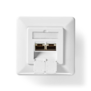 Síťový nástěnný box | Ve zdi | 2 x RJ45 Female | CAT6a | Přímý | Pozlacené | PVC | Bílá | Box