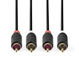 Stereo Audio Kabel | 2x RCA Zástrčka | 2x RCA Zástrčka | Pozlacené | 0.5 m | Kulatý | Antracitová | Box