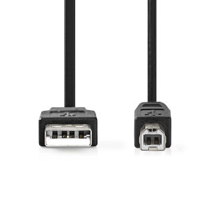 USB kabel | USB 2.0 | USB-A Zástrčka | USB-B Zástrčka | 480 Mbps | Poniklované | 2.0 m | Kulatý | PVC | Černá | Box