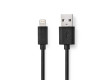 USB kabel | USB 2.0 | Apple Lightning 8pinový | USB-A Zástrčka | 480 Mbps | Poniklované | 2.0 m | Kulatý | PVC | Černá | Box