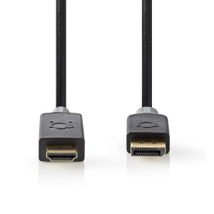 Displayport kabel | DisplayPort Zástrčka | Konektor HDMI ™ | 4K@30Hz | Pozlacené | 1.0 m | Kulatý | PVC | Antracitová | Box