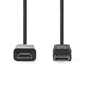 Displayport kabel | DisplayPort Zástrčka | Konektor HDMI ™ | 4K@30Hz | Poniklované | 1.0 m | Kulatý | PVC | Antracitová | Box