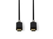 USB kabel | USB 3.2 Gen 1 | USB Typ-C ™ Zástrčka | USB Typ-C ™ Zástrčka | 5 Gbps | Pozlacené | 2.00 m | Kulatý | PVC | Černá | Box s Okénkem
