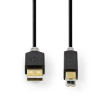 USB kabel | USB 2.0 | USB-A Zástrčka | USB-B Zástrčka | 480 Mbps | Pozlacené | 1.0 m | Kulatý | PVC | Antracit | Box