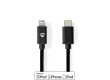 Lightning Kabel | USB 2.0 | Apple Lightning 8pinový | USB-C™ Zástrčka | 480 Mbps | Poniklované | 2.00 m | Kulatý | PVC | Černá | Obálka