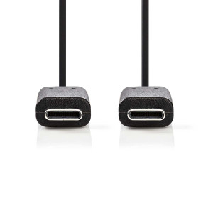 USB kabel | USB 3.2 Gen 1 | USB-C™ Zástrčka | USB-C™ Zástrčka | 4K@60Hz | 5 Gbps | Poniklované | 2.00 m | Kulatý | PVC | Černá | Box