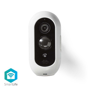 SmartLife Venkovní Kamera | Wi-Fi | 1920x1080 | IP65 | Max. životnost baterie: 6 měsíce | Cloudové úložiště (volitelně) / microSD (není součástí dodávky) | 5 V DC | Se snímačem pohybu | Noční vidění | Apple Store / Google Play | Bílá