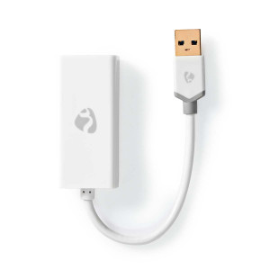 USB-A Adaptér | USB 3.2 Gen 1 | USB-A Zástrčka | RJ45 Zásuvka | 1 Gbps | 0.20 m | Kulatý | Pozlacené | PVC | Bílá | Box