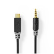 USB-C™ Adaptér | USB 2.0 | USB-C™ Zástrčka | 3,5 mm Zástrčka | 1.00 m | Kulatý | Pozlacené | PVC | Černá | Box