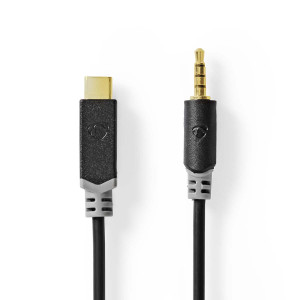 USB-C™ Adaptér | USB 2.0 | USB-C™ Zástrčka | 3,5 mm Zástrčka | 1.00 m | Kulatý | Pozlacené | PVC | Černá | Box