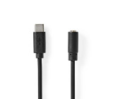 USB-C™ Adaptér | USB 2.0 | USB-C™ Zástrčka | 3,5 mm Zásuvka | 1.00 m | Kulatý | Poniklované | PVC | Černá | Box
