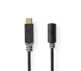 USB-C™ Adaptér | USB 2.0 | USB-C™ Zástrčka | 3,5 mm Zásuvka | 1.00 m | Kulatý | Pozlacené | PVC | Černá | Box