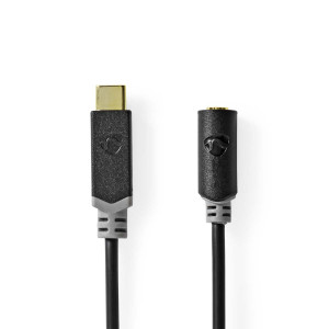 USB-C™ Adaptér | USB 2.0 | USB-C™ Zástrčka | 3,5 mm Zásuvka | 1.00 m | Kulatý | Pozlacené | PVC | Černá | Box