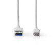 USB kabel | USB 3.2 Gen 1 | USB-A Zástrčka | USB-C™ Zástrčka | 5 Gbps | Poniklované | 1.00 m | Kulatý | PVC | Bílá | Box