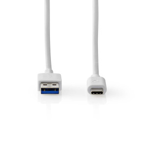 USB kabel | USB 3.2 Gen 1 | USB-A Zástrčka | USB-C™ Zástrčka | 5 Gbps | Poniklované | 1.00 m | Kulatý | PVC | Bílá | Box