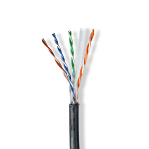Síťový kabel Roll | CAT6 | Drát | U/UTP | CCA | 305.0 m | Venkovní | Kulatý | PE | Černá | Dárkový Box