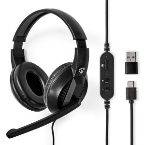 PC sluchátka | Přes Uši | Stereo | USB Typ-C ™ / USB-A | Sklopnou Mikrofon | Černá