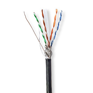 Síťový kabel Roll | CAT6 | Drát | S / FTP | CCA | 305.0 m | Venkovní | Kulatý | PE | Černá | Dárkový Box
