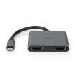 USB-C™ Adaptér | USB 3.2 Gen 1 | USB-C™ Zástrčka | 2x HDMI™ | 4K@30Hz | 0.10 m | Kulatý | Poniklované | PVC | Černá | Box