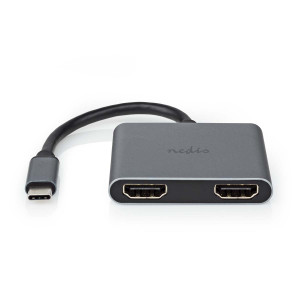 USB-C™ Adaptér | USB 3.2 Gen 1 | USB-C™ Zástrčka | 2x HDMI™ | 4K@30Hz | 0.10 m | Kulatý | Poniklované | PVC | Černá | Box