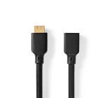 Ultra High Speed HDMI™ Kabel | Konektor HDMI ™ | HDMI ™ Zásuvka | 8K@60Hz | 48 Gbps | 1.00 m | Kulatý | 7.9 mm | Černá | Obálka