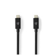 USB kabel | USB 4.0 Gen 2x2 | USB-C™ Zástrčka | USB-C™ Zástrčka | 240 W | 8K@60Hz | 20 Gbps | Poniklované | 2.00 m | Kulatý | PVC | Černá | Obálka