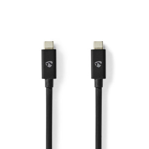 USB kabel | USB 4.0 Gen 2x2 | USB-C™ Zástrčka | USB-C™ Zástrčka | 240 W | 8K@60Hz | 20 Gbps | Poniklované | 2.00 m | Kulatý | PVC | Černá | Obálka